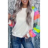 Azura Exchange Color Block Sequin Raglan Sleeve Sweatshirt
