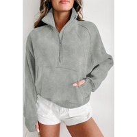 Azura Exchange Stand Collar Ribbed Sleeve Sweatshirt