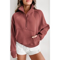 Azura Exchange Stand Collar Ribbed Sleeve Sweatshirt