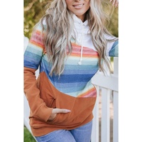 Azura Exchange Striped Colorblock Pocketed Hoodie