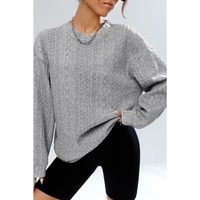 Azura Exchange Textured Drop Shoulder Pullover Sweatshirt