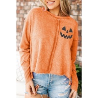 Azura Exchange Halloween Pumpkin Face Patchwork Sweatshirt