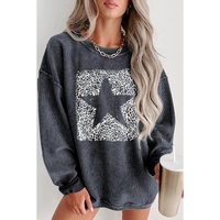 Azura Exchange Leopard Star Graphic Corded Sweatshirt