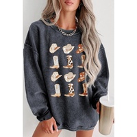 Azura Exchange Graphic Corded Sweatshirt with Gray Boots &amp; Cowboyhat Design