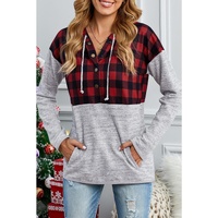 Azura Exchange Plaid Splicing Pocketed Hoodie