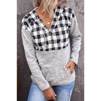 Azura Exchange Plaid Hoodie with Pocket Detailing