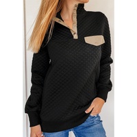 Azura Exchange Quilted Stand Neck Sweatshirt with Fake Front Pocket