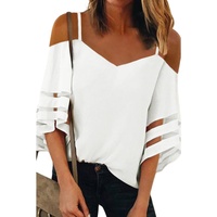 Azura Exchange Cold Shoulder Bell Sleeve Blouse