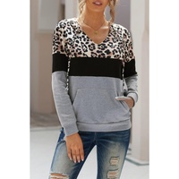 Azura Exchange Leopard Splicing Kangaroo Hoodie