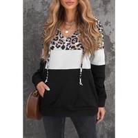 Azura Exchange Leopard Splicing Kangaroo Pocket Hoodie