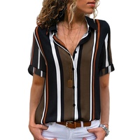 Azura Exchange Striped Short Sleeve Button Shirt
