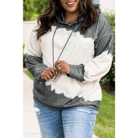 Azura Exchange Gray Tie-Dyed Color Block Plus Size Hoodie