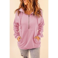 Azura Exchange Cotton Half Zip Pink Sweatshirt with Pocket