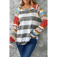 Azura Exchange Leopard Striped Raglan Sleeve Sweatshirt