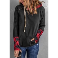 Azura Exchange Plaid Double Hoods Thumb Hole Hoodie