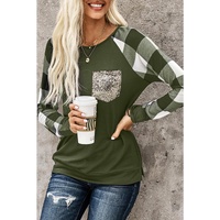 Azura Exchange Sequined Pocket Plaid Top