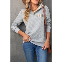 Azura Exchange Quilted Plaid Elbow Patch Sweatshirt