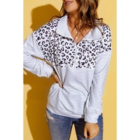 Azura Exchange Striped Sweatshirt with Splicing Zipper Collar