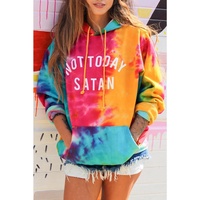 Azura Exchange Not Today Satan Tie Dye Hoodie - 95% Polyester 5% Elastane