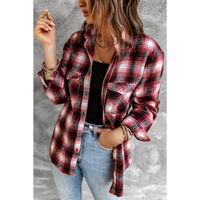 Azura Exchange Plaid Shacket with Buttons Pockets