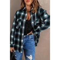 Azura Exchange Plaid Buttons Pocketed Shacket