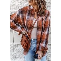 Azura Exchange Long Sleeve Plaid Shirt with Pocket