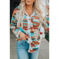 Azura Exchange Multicolor Aztec Print Long Sleeve Shirt