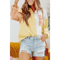 Azura Exchange Textured Color Block Long Sleeve Shirt with Pocket