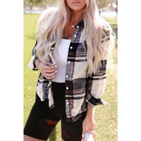 Azura Exchange Plaid Print Shirt with Distressed Raw Edge