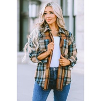 Azura Exchange Color Block Plaid Shirt with Buttoned Details