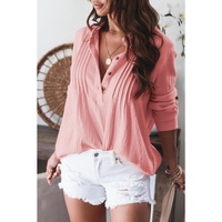 Azura Exchange Half Buttoned Waffle Knit Blouse