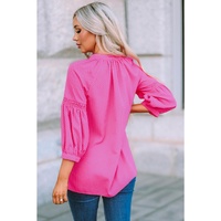 Azura Exchange Dotted Print Loose Shirt with 3/4 Sleeves