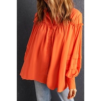 Azura Exchange Frill Trim Puff Sleeve Shirt