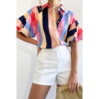 Azura Exchange Striped Puff Sleeve Buttoned Shirt