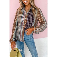 Azura Exchange Long Sleeve Dot Print Button Down Shirt