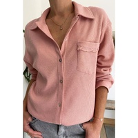 Azura Exchange Frilled Waffle Knit Shacket with Pocket