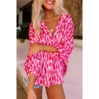 Azura Exchange Printed Sleeve Button Up Shirt