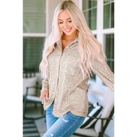 Azura Exchange Sequin Collared Bust Pocket Buttoned Shirt