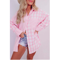 Azura Exchange Checked Patchwork Long Sleeve Shirt