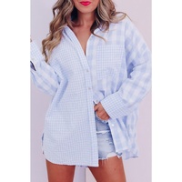 Azura Exchange Checked Patchwork Long Sleeve Shirt