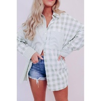 Azura Exchange Checked Patchwork Long Sleeve Shirt