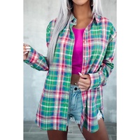 Azura Exchange Plaid Button Down Split Shirt