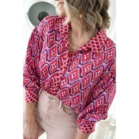 Azura Exchange Abstract Print Button Up Shirt