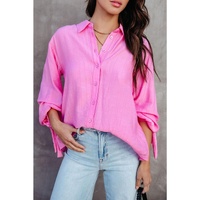 Azura Exchange Split Back Tie Knot Buttoned Shirt