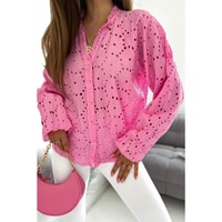 Azura Exchange Hollow Out Embroidered Floral Shirt