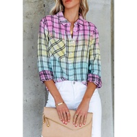 Azura Exchange Vibrant Tie Dye Plaid Button Up Shirt
