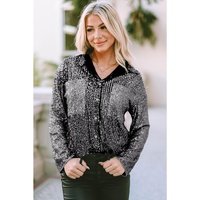 Azura Exchange Sequin Color Block Patch Pocket Shirt