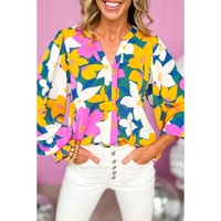 Azura Exchange Floral V Neck Lantern Sleeve Blouse