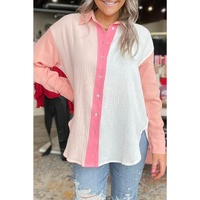 Azura Exchange Long Sleeve Color Block Patchwork Shirt