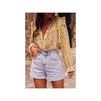 Azura Exchange Paisley Print Ruffled Trim Boho Shirt